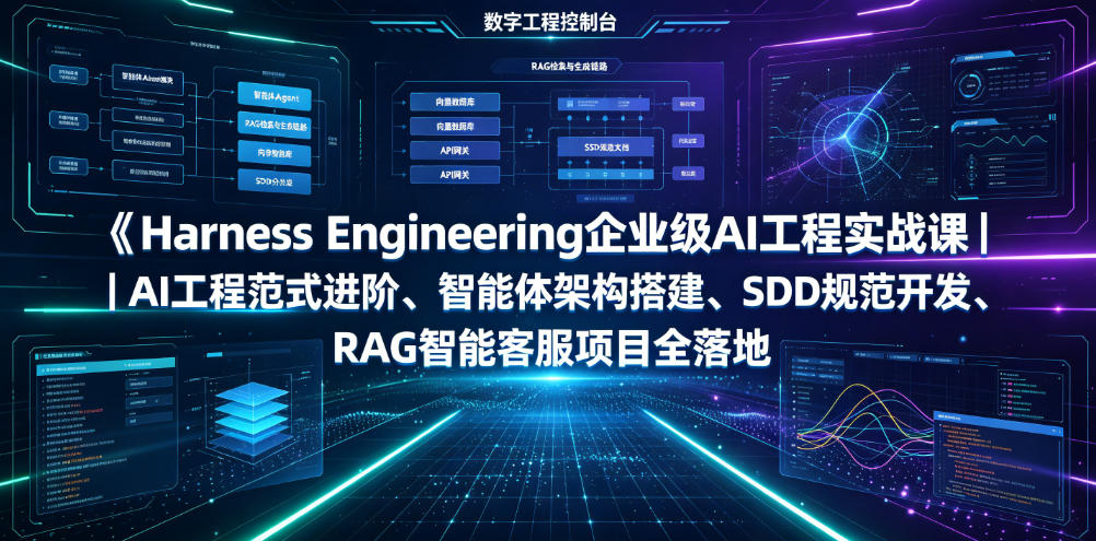 Harness Engineering企业级AI工程实战课|AI工程范式进阶、智能体架构搭建、SDD规范开发、RAG智能客服项目全落地——生财有道创业项目网-生财有道