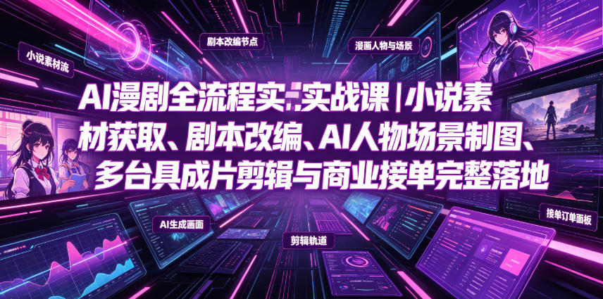 AI漫剧全流程实战课｜小说素材获取、剧本改编、AI人物场景制图、多工具成片剪辑、平台付费变现与商业接单完整落地——生财有道创业项目网-生财有道