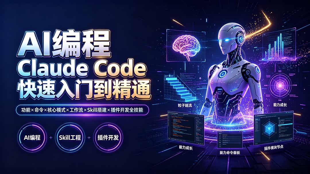 图片[1]-（19306期）AI编程 Claude Code快速入门到精通：功能×命令×核心模式×工作流×Skill搭建×插件开发全技能_生财有道创业项目网-生财有道