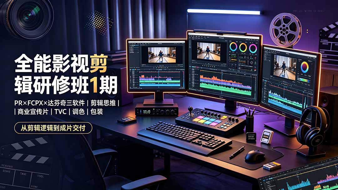 （19451期）全能影视剪辑研修班1期-无水印：PR×FCPX×达芬奇三软件×剪辑思维×商业宣传片×TVC×调色×包装，全链路系统课_生财有道创业项目网-生财有道