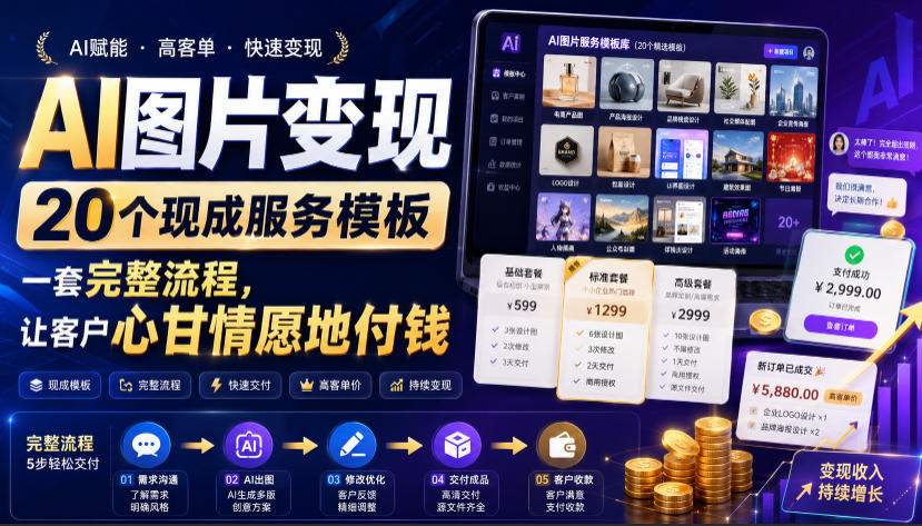 (19395期)AI图片变现,20个现成服务模板,一套完整流程,让客户心甘情愿地付钱【原创双语字幕】_生财有道创业项目网-生财有道