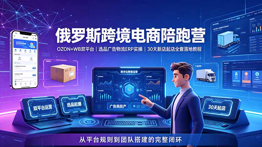 （19371期）2026俄罗斯跨境电商陪跑营：OZON+WB双平台｜选品广告物流ERP实操｜30天新店起店全套落地教程_生财有道创业项目网-生财有道