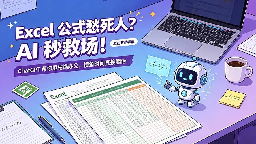 （19487期）Excel 公式愁死人？AI 秒救场！ChatGPT 帮你甩枯燥办公，摸鱼时间直接翻倍【原创双语字幕】_生财有道创业项目网-生财有道