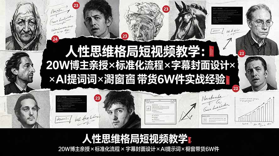 （19538期）人性思维格局短视频教学：20W博主亲授×标准化流程×字幕封面设计×AI提示词×橱窗带货6W件实战经验_生财有道创业项目网-生财有道