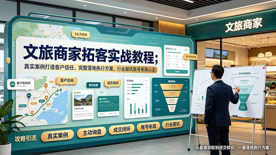（19273期）文旅商家拓客实战教程；真实案例打造客户信任，完整落地执行方案，行业避坑账号布局心法_生财有道创业项目网-生财有道