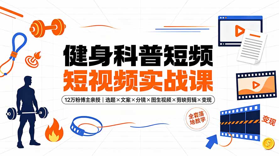 （19312期）健身科普短视频实战课-12万粉博主亲授｜选题×文案×分镜×图生视频×剪映剪辑×变现，全套落地教学_生财有道创业项目网-生财有道