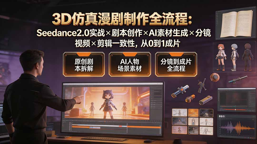 （19341期）3D仿真漫剧制作全流程：Seedance2.0实战×剧本创作×AI素材生成×分镜视频×剪辑一致性，从0到1成片_生财有道创业项目网-生财有道