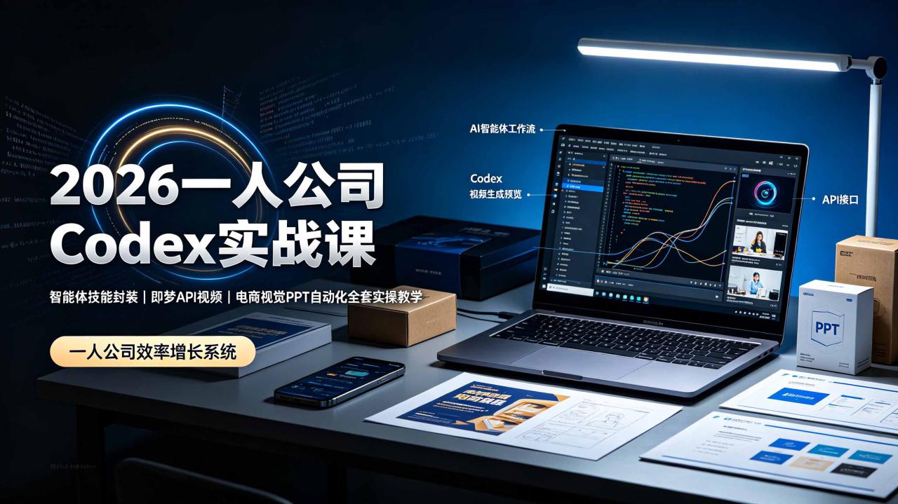 （19503期）2026一人公司Codex实战课◆智能体技能封装｜即梦API视频｜电商视觉PPT自动化全套实操教学_生财有道创业项目网-生财有道