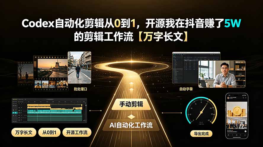 （19504期）Codex自动化剪辑从0到1，开源我在抖音赚了5W 的剪辑工作流【万字长文】_生财有道创业项目网-生财有道