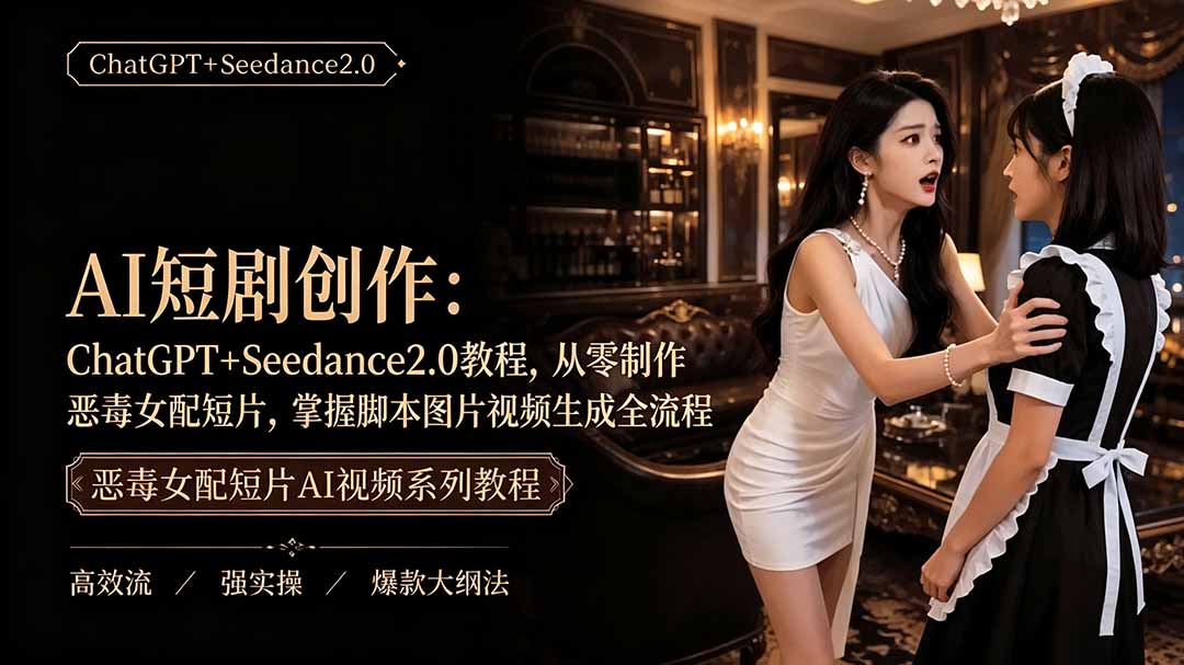 图片[2]-（19545期）AI短剧创作：ChatGPT+Seedance2.0教程，从零制作恶毒女配短片，掌握脚本图片视频生成全流程_生财有道创业项目网-生财有道