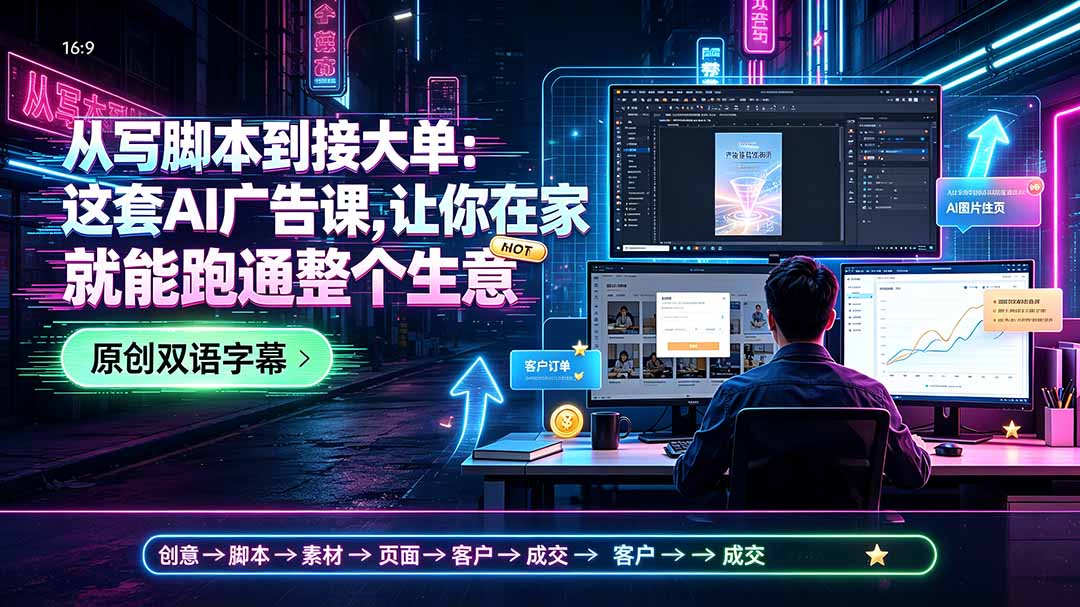 （19318期）从写脚本到接大单：这套AI广告课，让你在家就能跑通整个生意【原创双语字幕】_生财有道创业项目网-生财有道