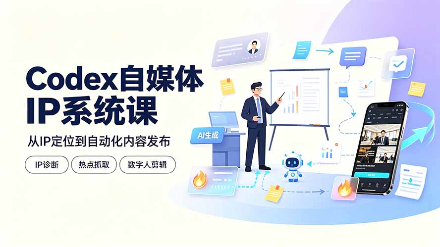 （19258期）Codex自媒体IP系统课：IP诊断/热点抓取/IP蒸馏 Skill，爆款复刻数字人多平台自动发布教程_生财有道创业项目网-生财有道