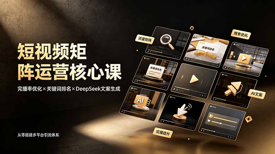 （19259期）短视频矩阵运营核心课：完播率优化×关键词排名×DeepSeek文案生成，从零搭建多平台引流体系_生财有道创业项目网-生财有道