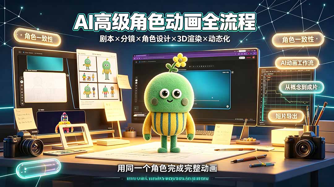 （19304期）AI高级角色动画全流程：剧本×分镜×角色设计×3D渲染×动态化，从概念到成片一站式教学_生财有道创业项目网-生财有道