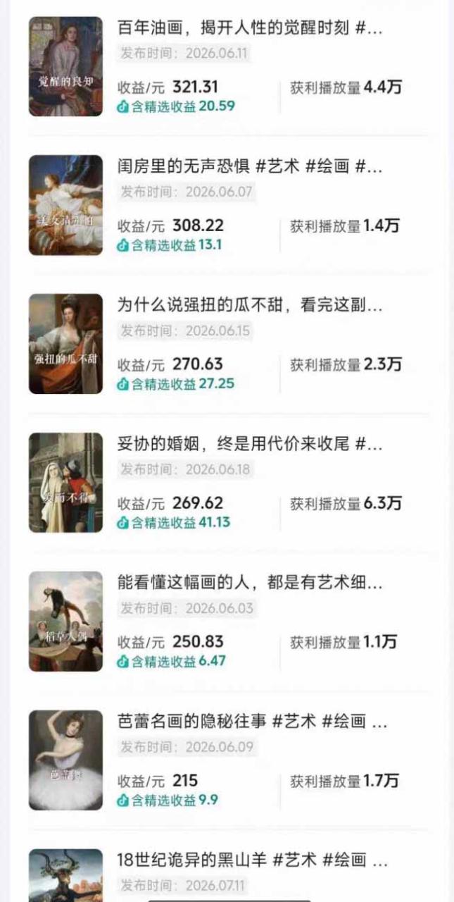 （19527期）油画解说教学-398众筹来的技术：选题×对标×素材×文案×配音×剪辑×2天开精选×7天通9项权益_生财有道创业项目网-生财有道