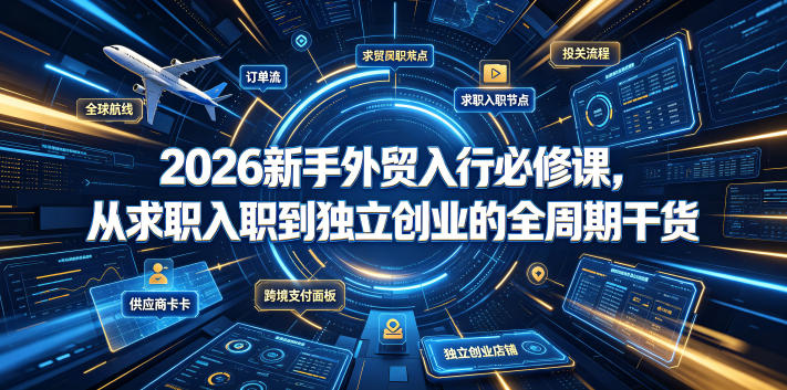 2026新手外贸入行必修课，从求职入职到独立创业的全周期干货——生财有道创业项目网-生财有道
