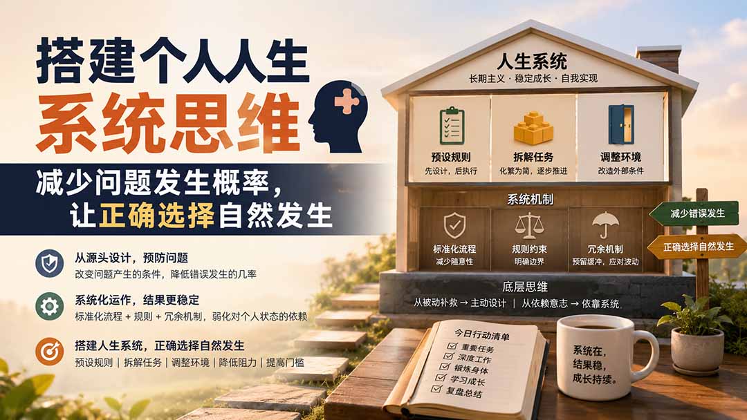（19985期）付费文章：搭建个人人生系统思维：减少问题发生概率，让正确选择自然发生_生财有道创业项目网-生财有道