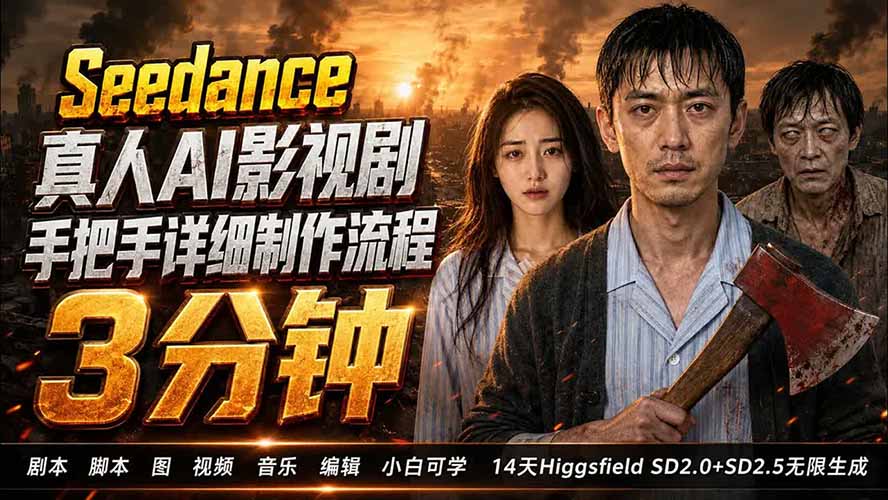 图片[1]-（19706期） 3分钟真人AI影视剧怎么做？SD 2.0手把手完整制作流程｜Higgsfield 14天SD 2.0/2.5无限生成_生财有道创业项目网-生财有道