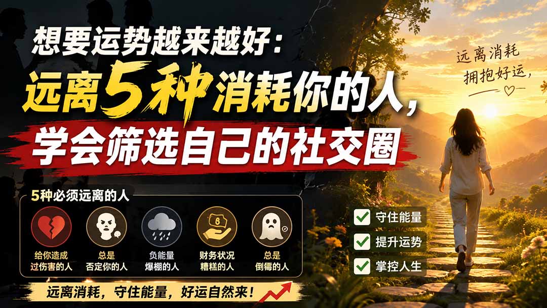 （19965期）付费文章：想要运势越来越好：远离5种消耗你的人，学会筛选自己的社交圈_生财有道创业项目网-生财有道