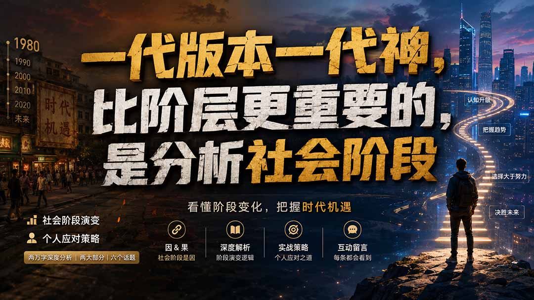 （19745期）付费文章：一代版本一代神，比阶层更重要的，是分析社会阶段_生财有道创业项目网-生财有道