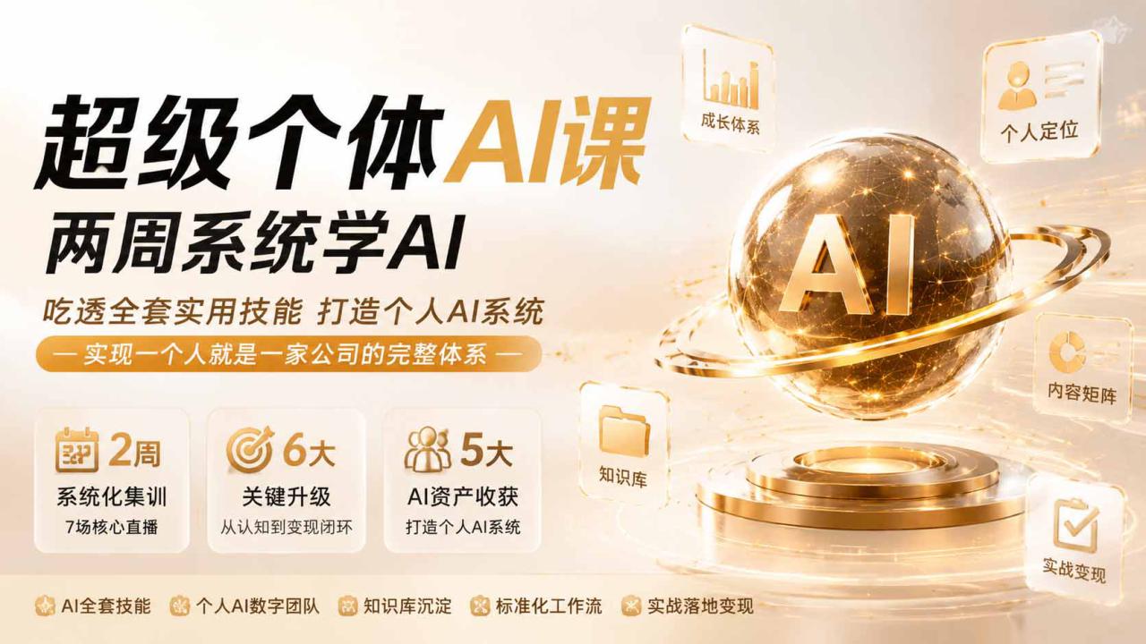 (19827期)超级个体AI课两周系统学AI;吃透全套实用技能打造个人AI系统,实现一个人就是一家公司的完整体系_生财有道创业项目网-生财有道