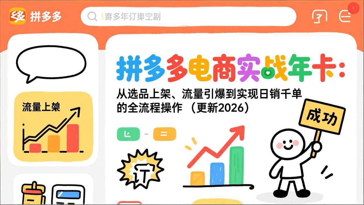 （19839期）拼多多电商实战年卡：从选品上架、流量引爆到实现日销千单的全流程操作（更新2026年8月）_生财有道创业项目网-生财有道