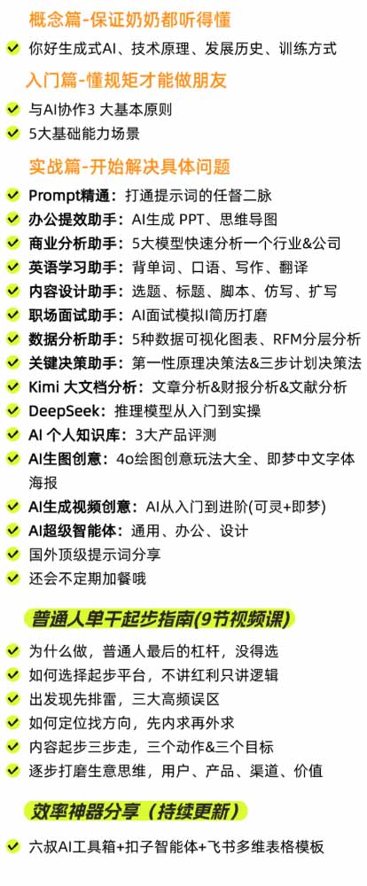 图片[3]-（20149期）AI私教实战课-更新8月：从提示词、智能体到内容生产与流量获客，系统打造AI时代超级个体核心能力_生财有道创业项目网-生财有道