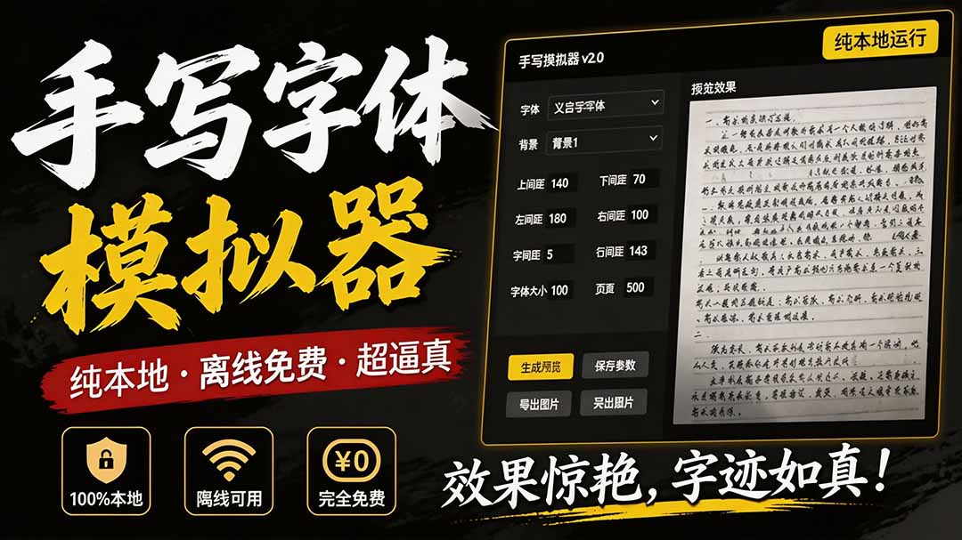 图片[2]-（19810期）罚抄神器！罚抄10万字都不在怕了，手写字体模拟生成器，附带新整理背景图和字体，纯本地离线运行_生财有道创业项目网-生财有道
