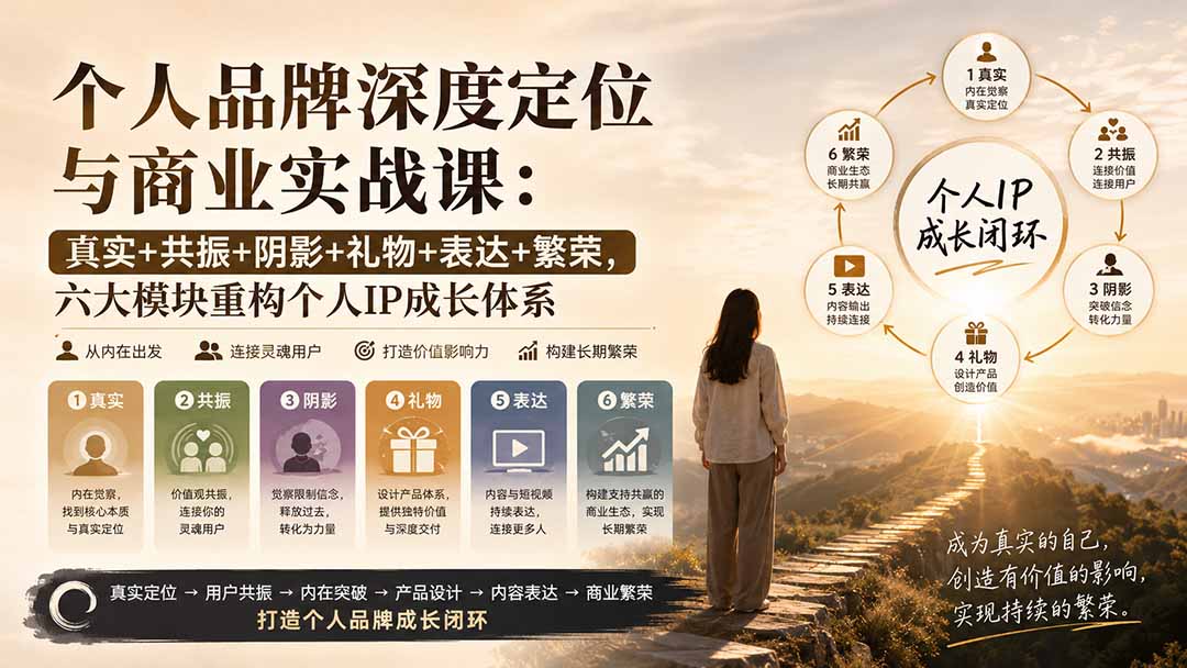 (20140期)个人品牌深度定位与商业实战课:真实+共振+阴影+礼物+表达+繁荣,六大模块重构个人IP成长体系_生财有道创业项目网-生财有道