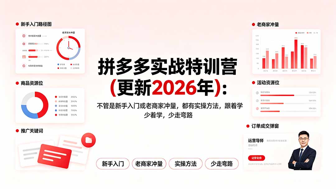 （19724期）拼多多实战特训营(更新2026年)：不管是新手入门或老商家冲量，都有实操方法，跟着学，少走弯路_生财有道创业项目网-生财有道