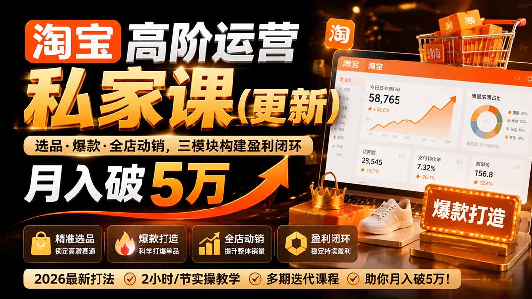 图片[2]-（19726期）淘宝高阶运营私家课（更新26年4月18）：选品、爆款、全店动销，三模块构建盈利闭环，月入破5万_生财有道创业项目网-生财有道