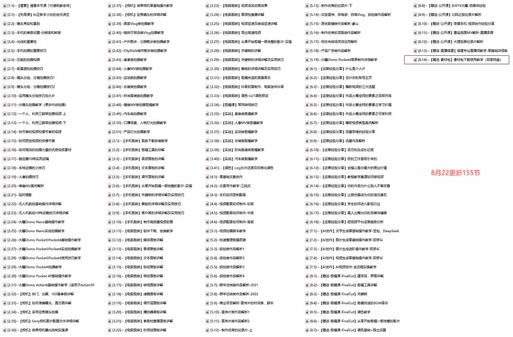 图片[5]-（20031期）全能视频创作人155节实战课-更新26年8月：手机相机拍摄+剪映剪辑+AI创作+自媒体运营，让你的视频拥有灵活，轻松10w_生财有道创业项目网-生财有道