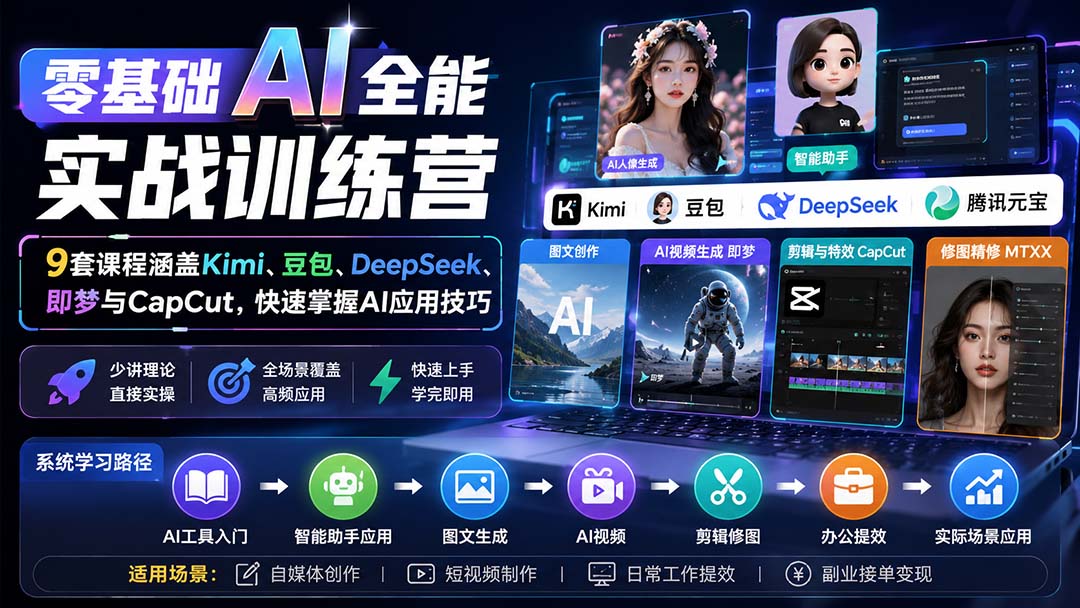 （20134期）零基础AI全能实战训练营：9套课程涵盖Kimi、豆包、DeepSeek、即梦与CapCut，快速掌握AI应用技巧_生财有道创业项目网-生财有道