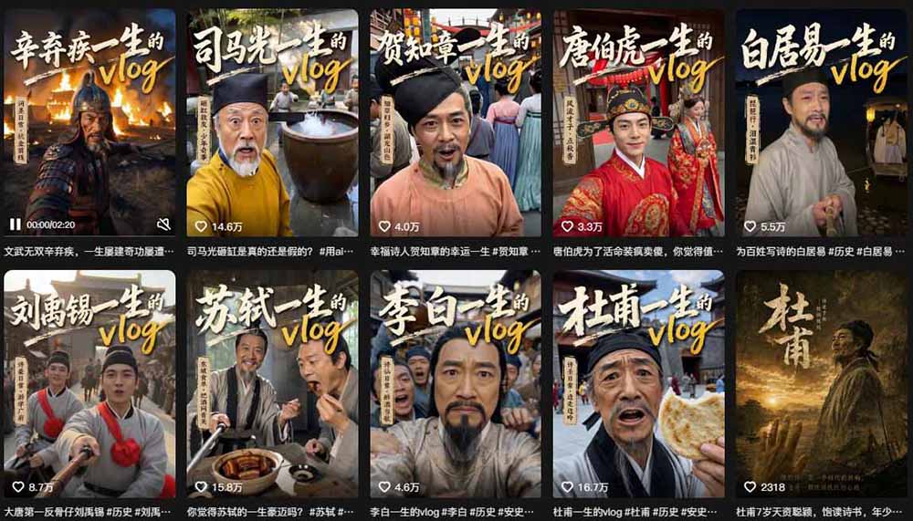 （19758期）历史人物，诗人一生Vlog教学， AI制作丨伙伴计划丨精选收益丨商单收徒 ，新领域红利期，抓紧做_生财有道创业项目网-生财有道