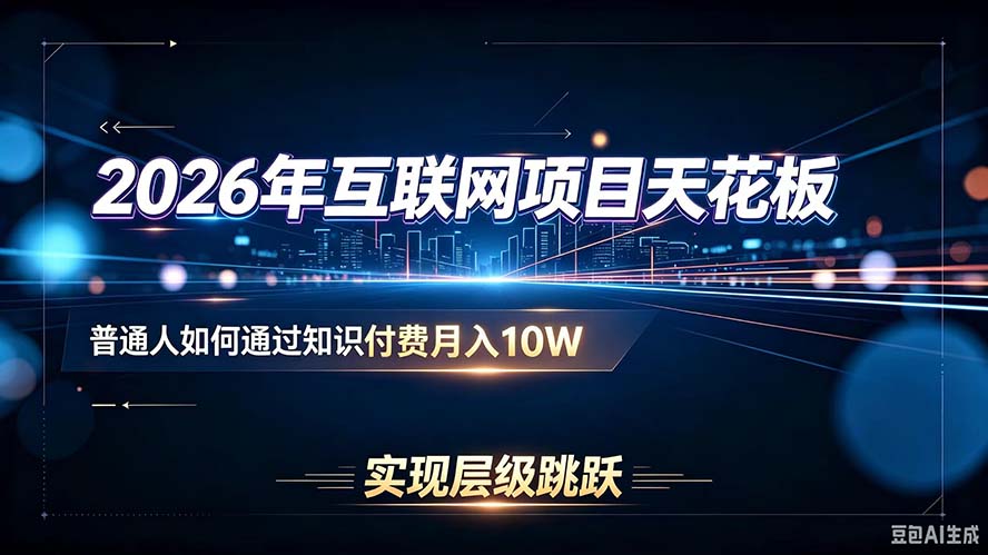 （20150期）2026年互联网项目天花板：普通人如何通过知识付费月入10W，实现层级跳跃_生财有道创业项目网-生财有道