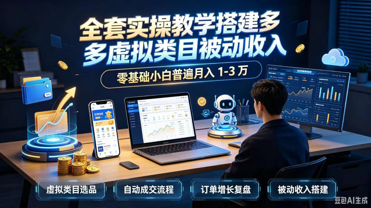 （20076期）全套实操教学搭建多多虚拟类目被动收入，零基础小白普遍月入 1-3 万_生财有道创业项目网-生财有道