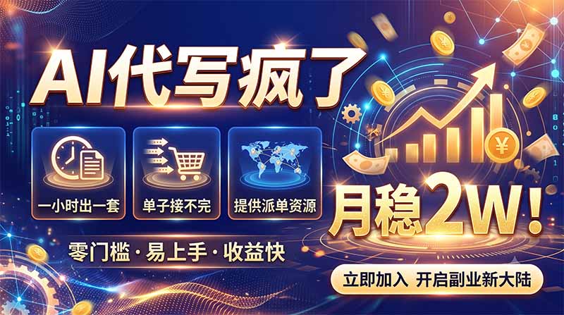 （19788期）2026捡钱副业：AI写稿一单5张，免费派单群，0门槛直接干_生财有道创业项目网-生财有道