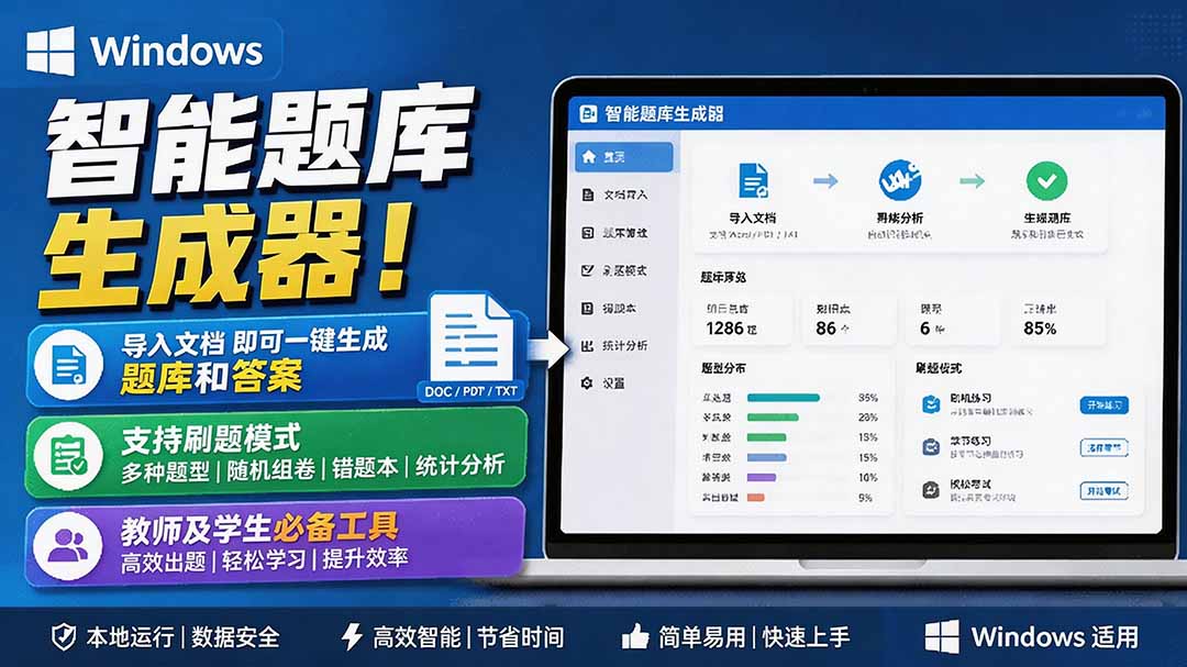图片[1]-（19855期）Windows 智能题库刷题软件！导入文档一键生成题库和答案，并支持刷题模式，教师及学生必备工具 原创_生财有道创业项目网-生财有道