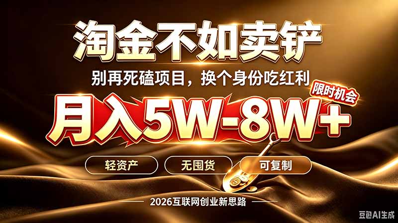 （20152期）别再傻乎乎埋头跑项目！互联网真正赚钱逻辑：做卖铲人，拒绝当韭菜，逆风翻盘月入5-8W+_生财有道创业项目网-生财有道