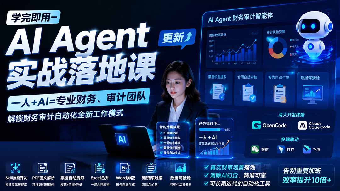 图片[2]-（19702期）学完即用—AI Agent实战落地课-更新：一人+AI=专业财务、审计团队，解锁财务审计自动化全新工作模式_生财有道创业项目网-生财有道