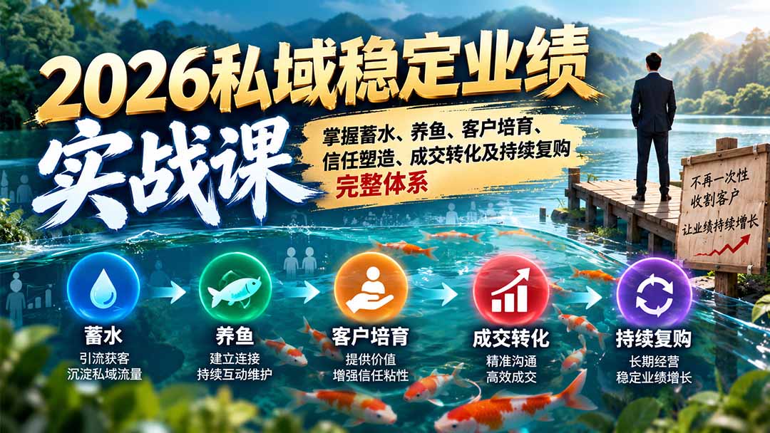 图片[2]-（20710期）2026私域稳定业绩实战课：掌握蓄水、养鱼、客户培育、信任塑造、成交转化及持续复购完整体系_生财有道创业项目网-生财有道