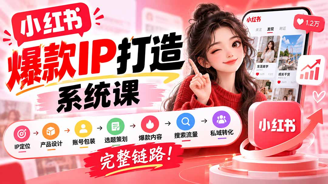 图片[2]-（20711期）【无水印】小红书爆款IP打造课：IP定位→产品设计→账号包装→选题策划→爆款内容→搜索流量→私域转化，完整链路_生财有道创业项目网-生财有道