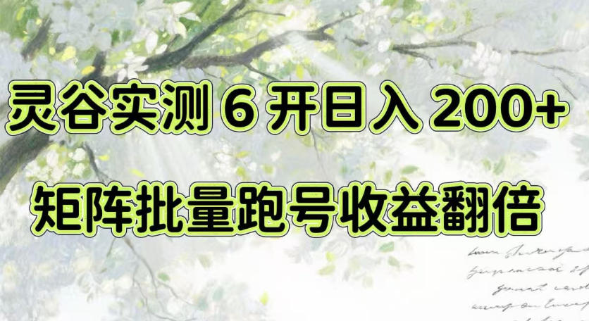 一台电脑就能做！灵谷实测6开日入200+，矩阵批量跑号收益翻倍【揭秘】——生财有道创业项目网-生财有道