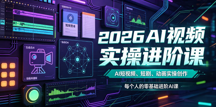 2026AI视频实操进阶课，AI短视频、短剧、动画实操创作，每个人的零基础进阶ai课（更新0825）——生财有道创业项目网-生财有道