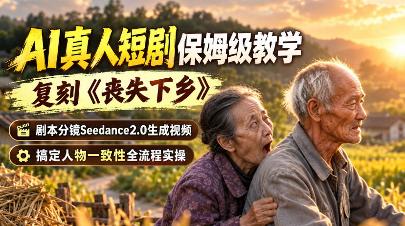 AI真人短剧保姆级教学，复刻《丧失下乡》，剧本分镜Seedance2.0生成视频，搞定人物一致性全流程实操——生财有道创业项目网-生财有道