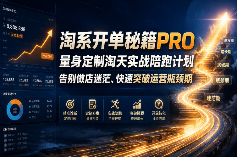 淘系开单秘籍PRO，量身定制淘天实战陪跑计划，告别做店迷茫、快速突破运营瓶颈期（更新260906）——生财有道创业项目网-生财有道