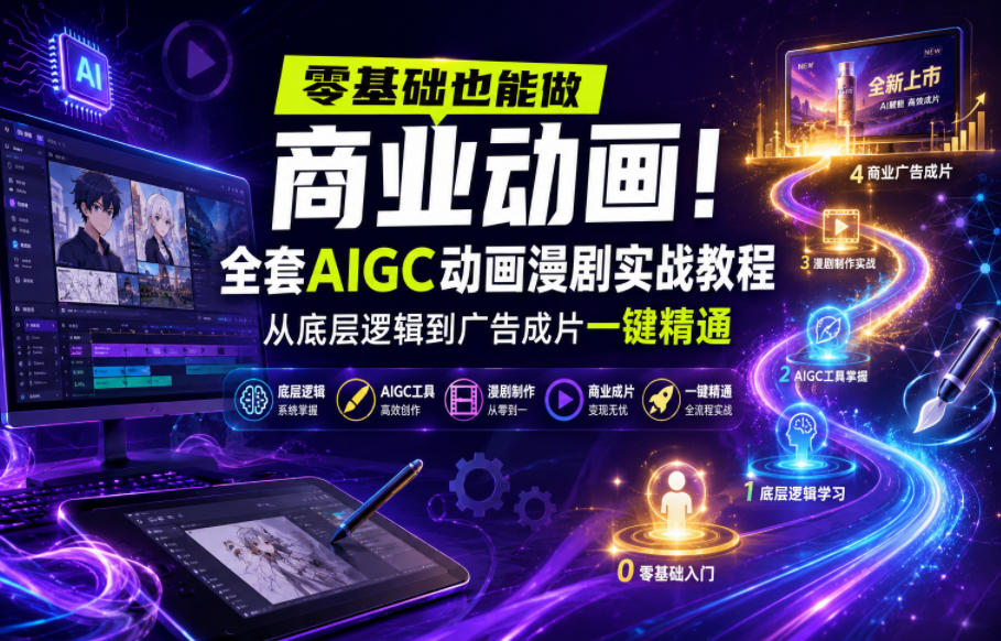 零基础也能做商业动画！全套AIGC动画漫剧实战教程，从底层逻辑到广告成片一键精通（更新0905）——生财有道创业项目网-生财有道