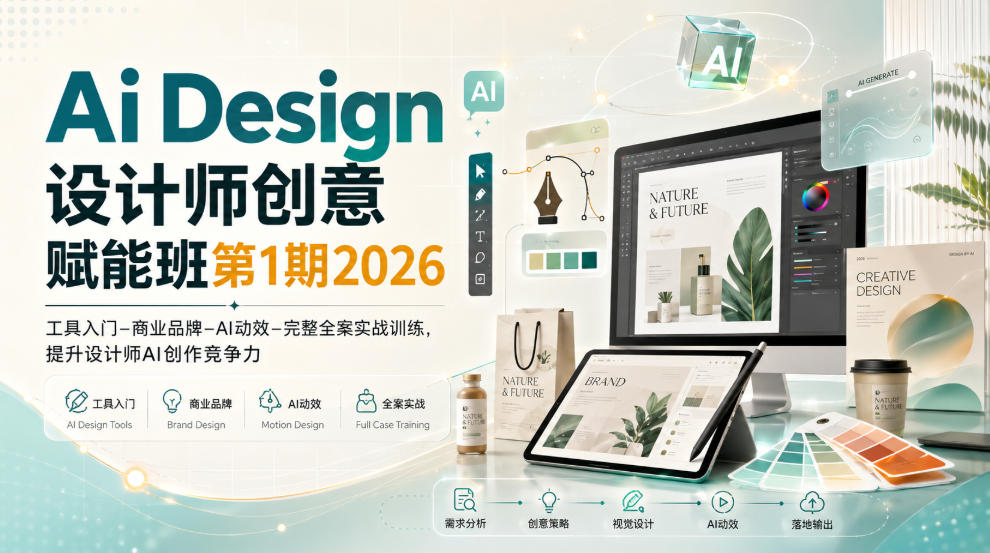Ai Design设计师创意赋能班第1期2026｜工具入门‑商业品牌‑AI动效‑完整全案实战训练，提升设计师AI创作竞争力——生财有道创业项目网-生财有道