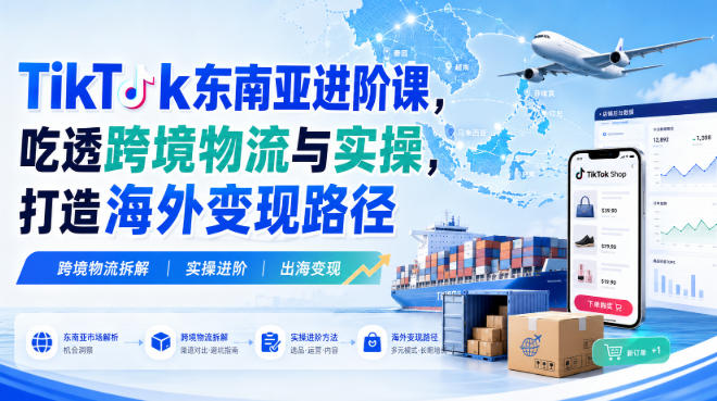 TikTok东南亚进阶课,吃透跨境物流与实操,打造海外变现路径——生财有道创业项目网-生财有道