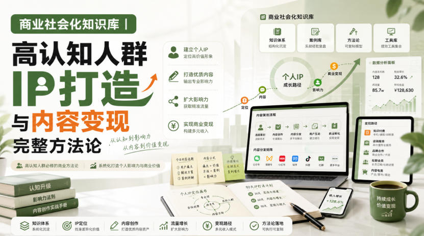 商业社会化知识库｜高认知人群IP打造与内容变现完整方法论【文档】——生财有道创业项目网-生财有道
